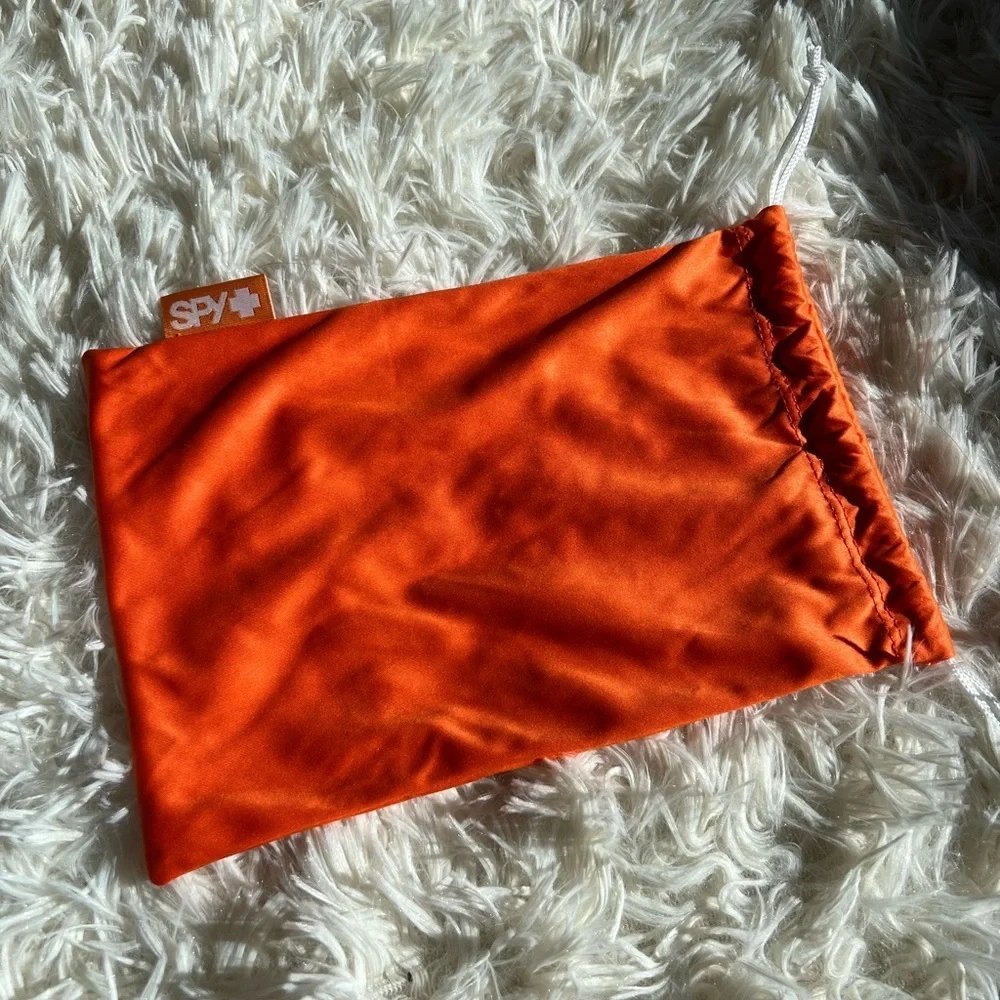Spy + orange ski snowboard goggle /‎ glasses drawstring bag